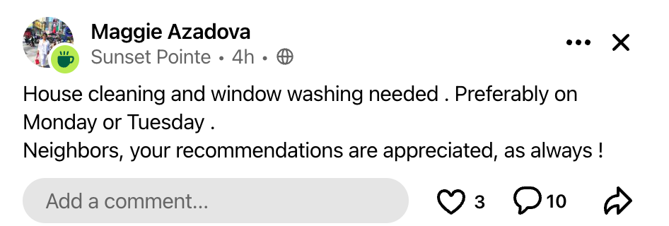 Nextdoor bot response example